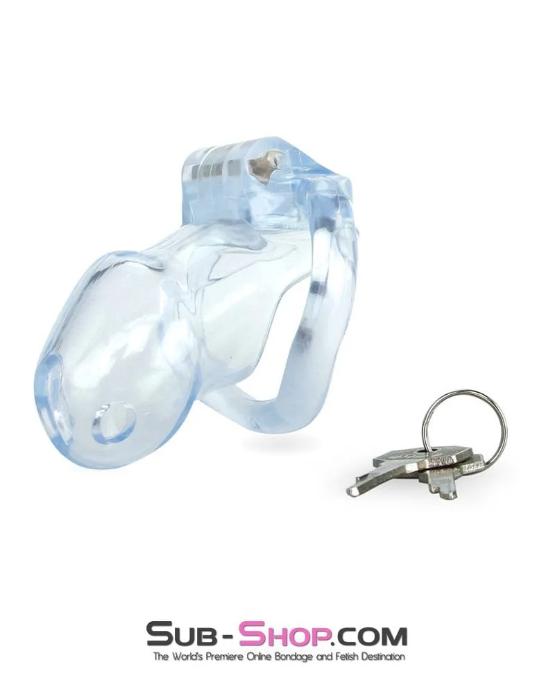 0398AE      Short Exposed in Chastity High Security Keyed Tumbler Locking Male Chastity with 4 Base Cock Ring Sizes