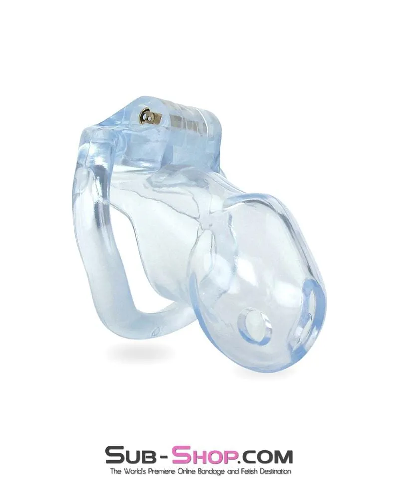 0398AE      Short Exposed in Chastity High Security Keyed Tumbler Locking Male Chastity with 4 Base Cock Ring Sizes