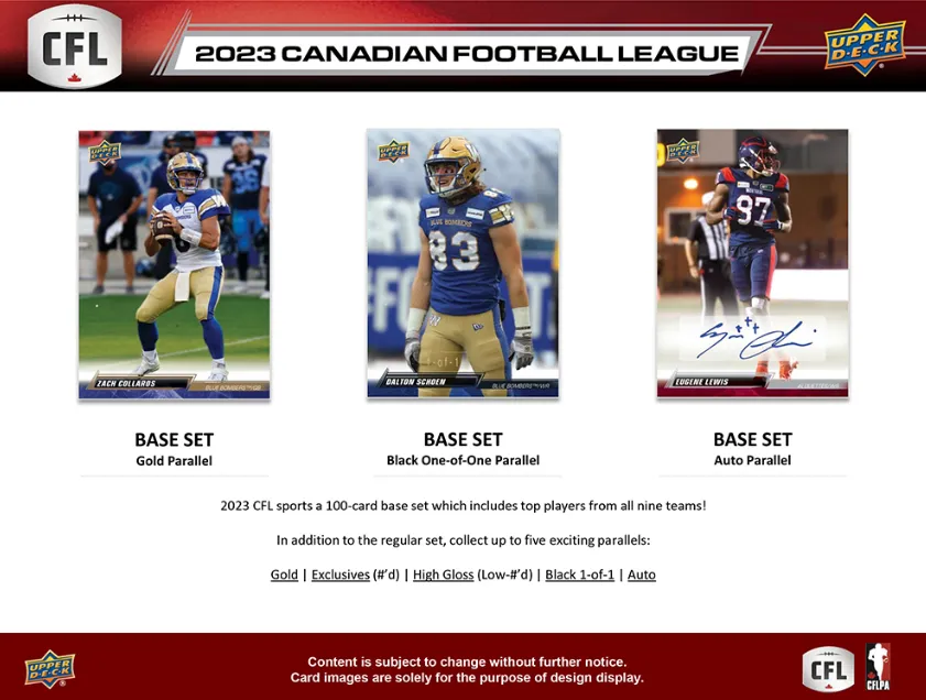 2023 Upper Deck CFL Football Hobby Box 8 Packs Per Box 12 Cards Per Pack