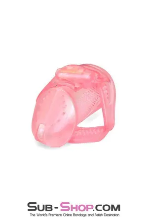 2461RS      Mistress’s Little Sissy Slave Short Pink High Security Pin Tumbler Ventilated Male Chastity Device with Numbered Plastic Locks