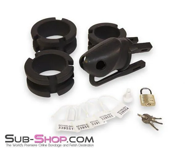 3780HS      Black Silicone Cock Trap Locking Chastity Set - MEGA Deal