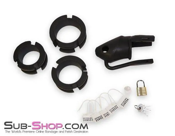 3780HS      Black Silicone Cock Trap Locking Chastity Set - MEGA Deal