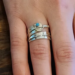 Adjustable Turquoise Feather Ring