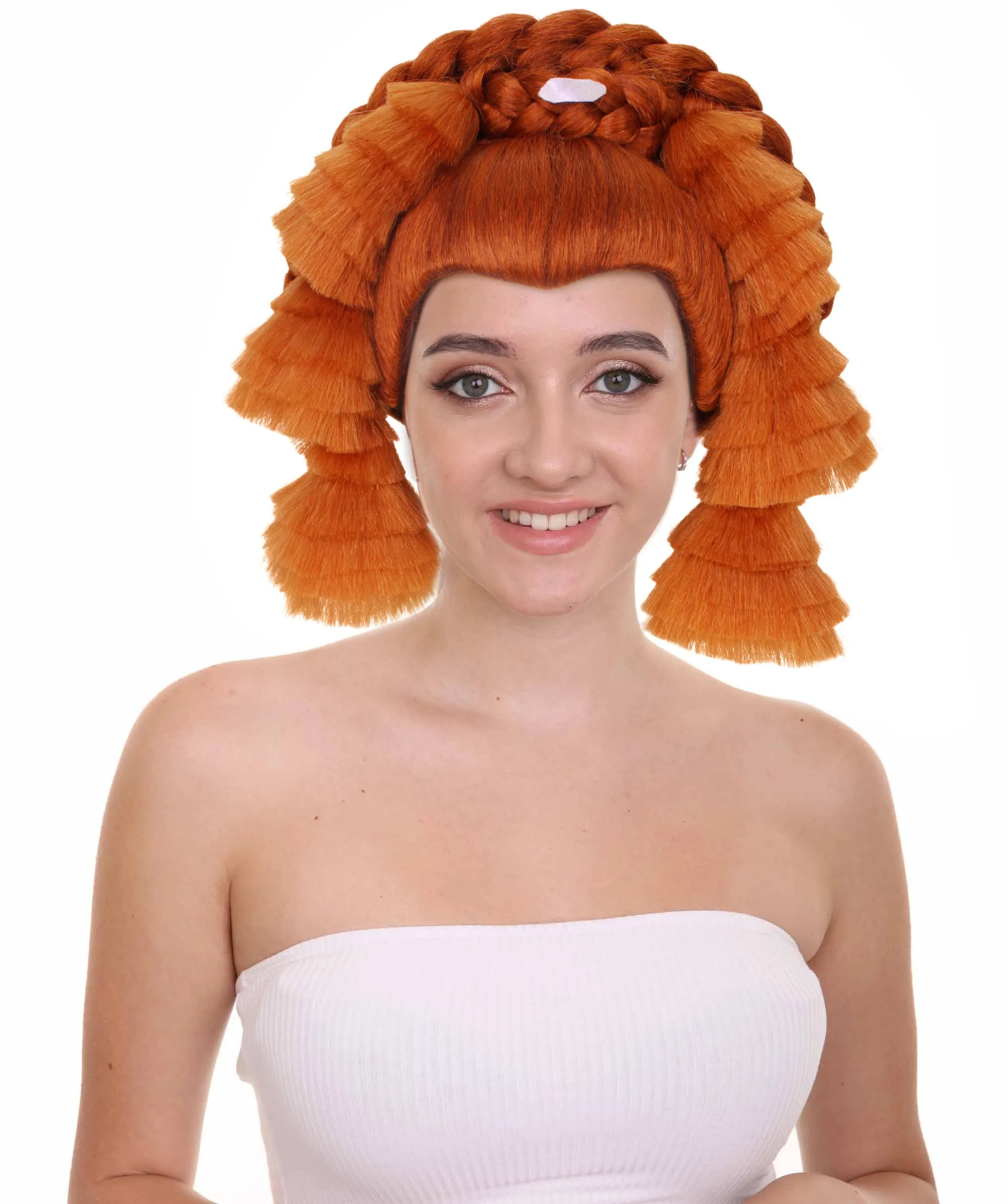 Adult Women's Beehive Ginger Color Braided Bun Wig | Perfect for Halloween | Flame retardant Synthetic Fiber