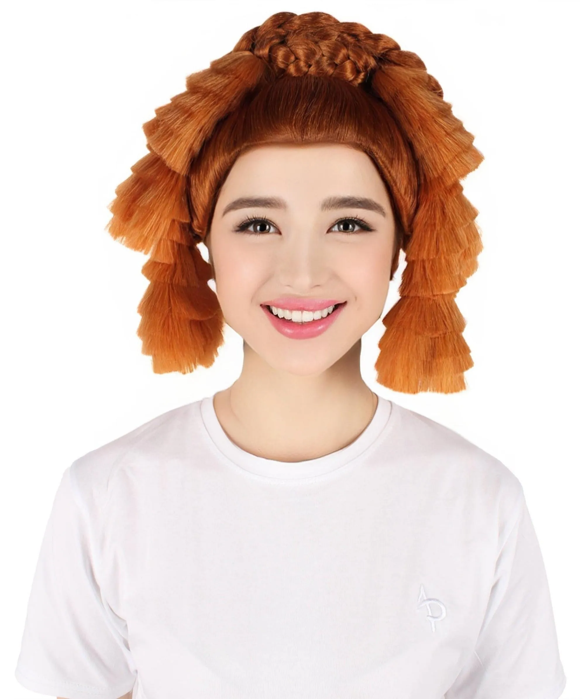 Adult Women's Beehive Ginger Color Braided Bun Wig | Perfect for Halloween | Flame retardant Synthetic Fiber