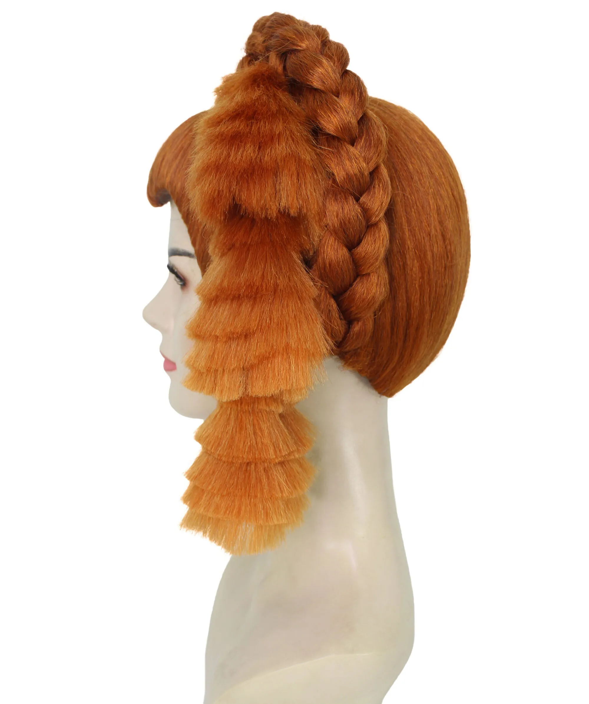 Adult Women's Beehive Ginger Color Braided Bun Wig | Perfect for Halloween | Flame retardant Synthetic Fiber