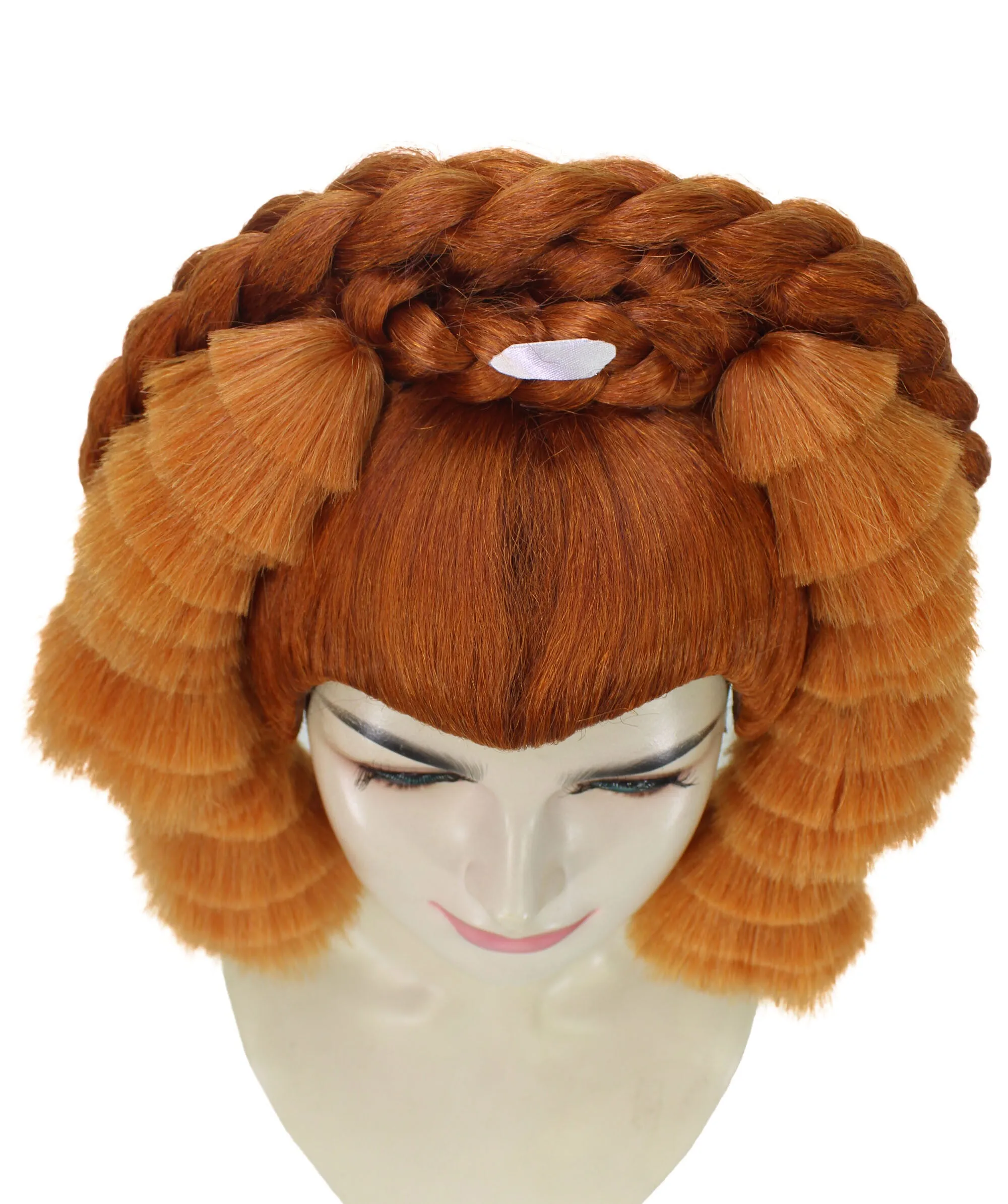 Adult Women's Beehive Ginger Color Braided Bun Wig | Perfect for Halloween | Flame retardant Synthetic Fiber