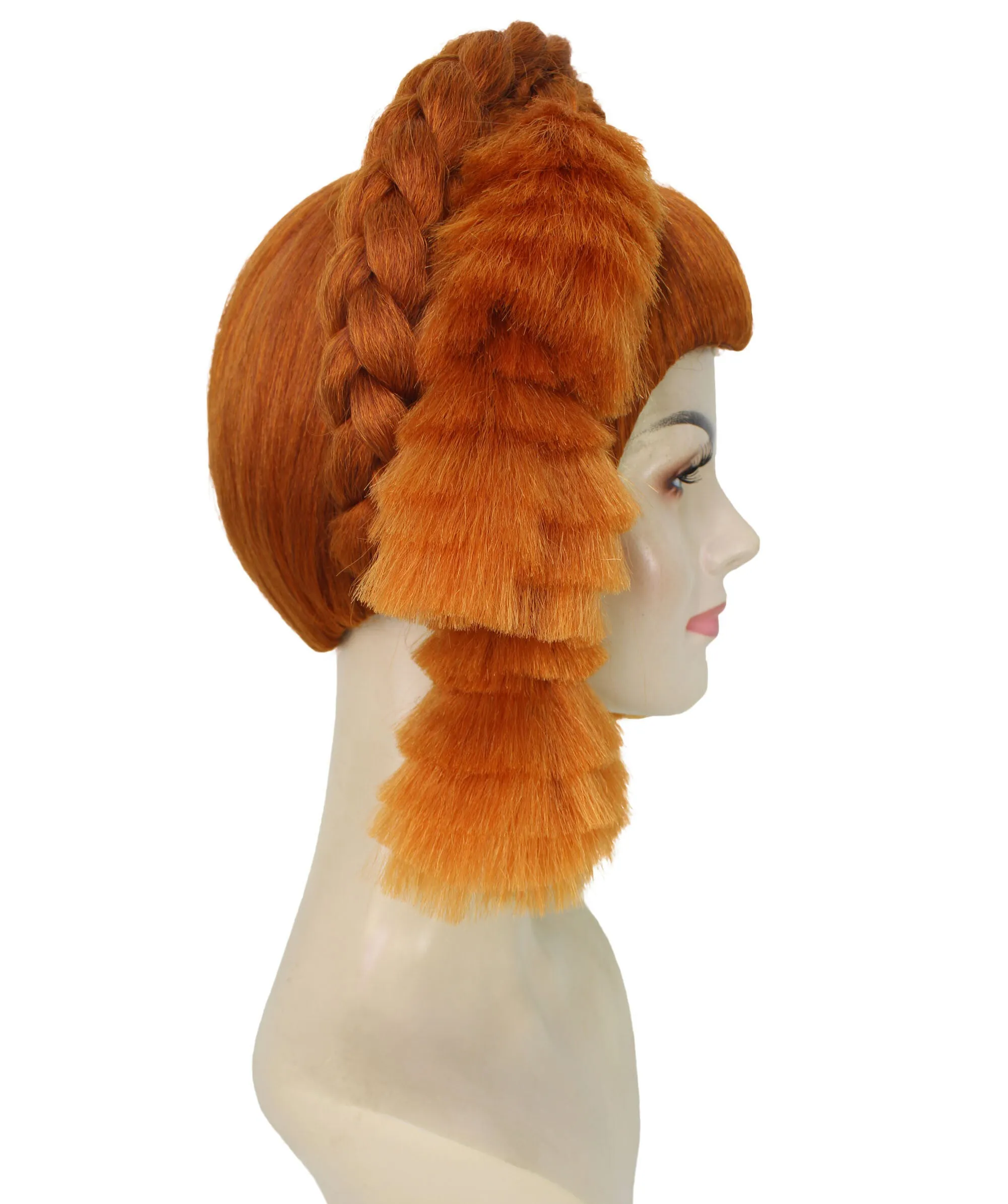 Adult Women's Beehive Ginger Color Braided Bun Wig | Perfect for Halloween | Flame retardant Synthetic Fiber