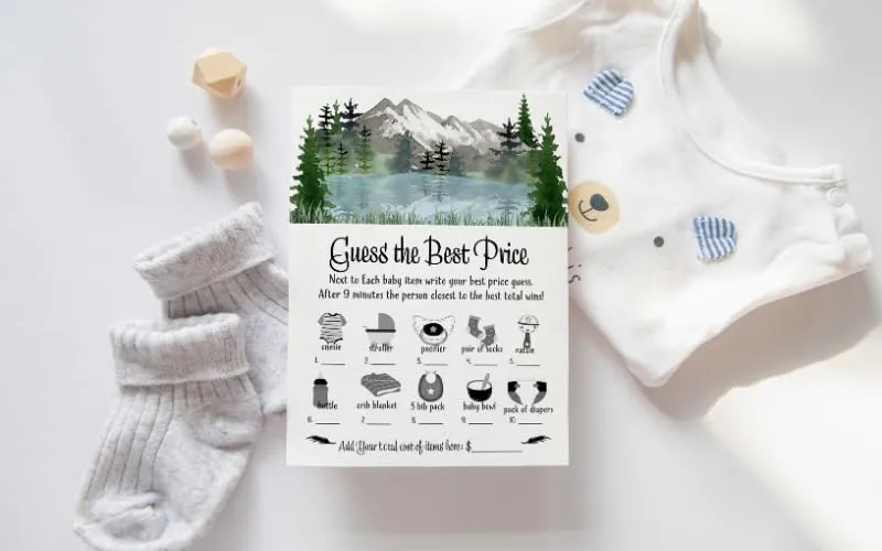 Adventure Awaits Mountain-Themed Baby Shower Game Bundle, 5x7 Double-Sided Cards (25 ct)