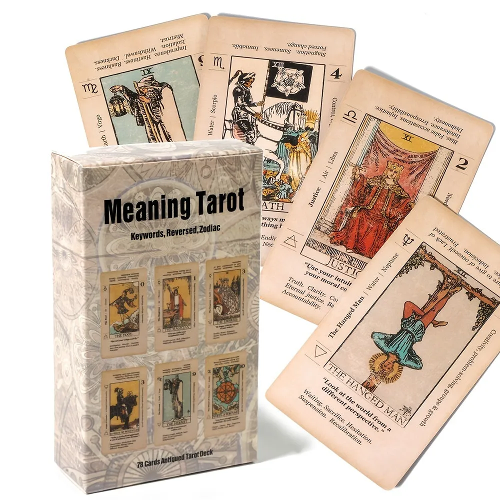 Antique Tarot Deck 78 Cards for Beginner Divination Gaming