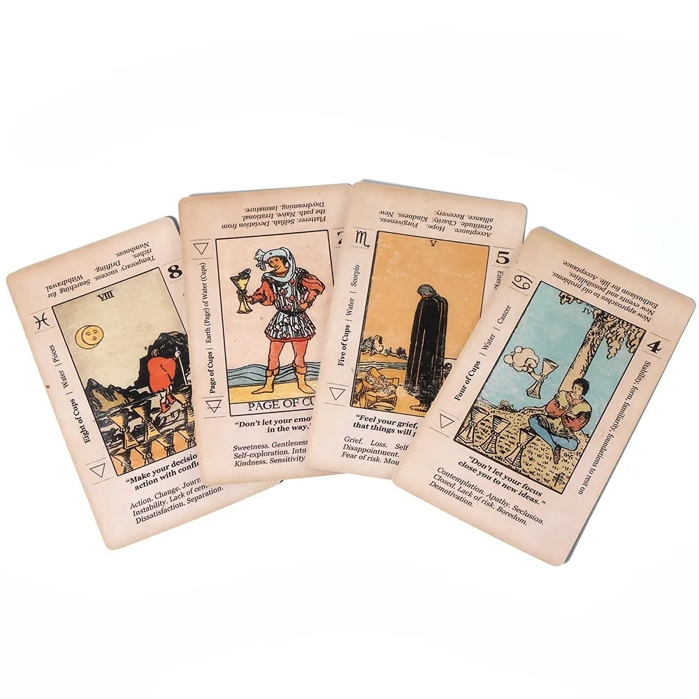 Antique Tarot Deck 78 Cards for Beginner Divination Gaming