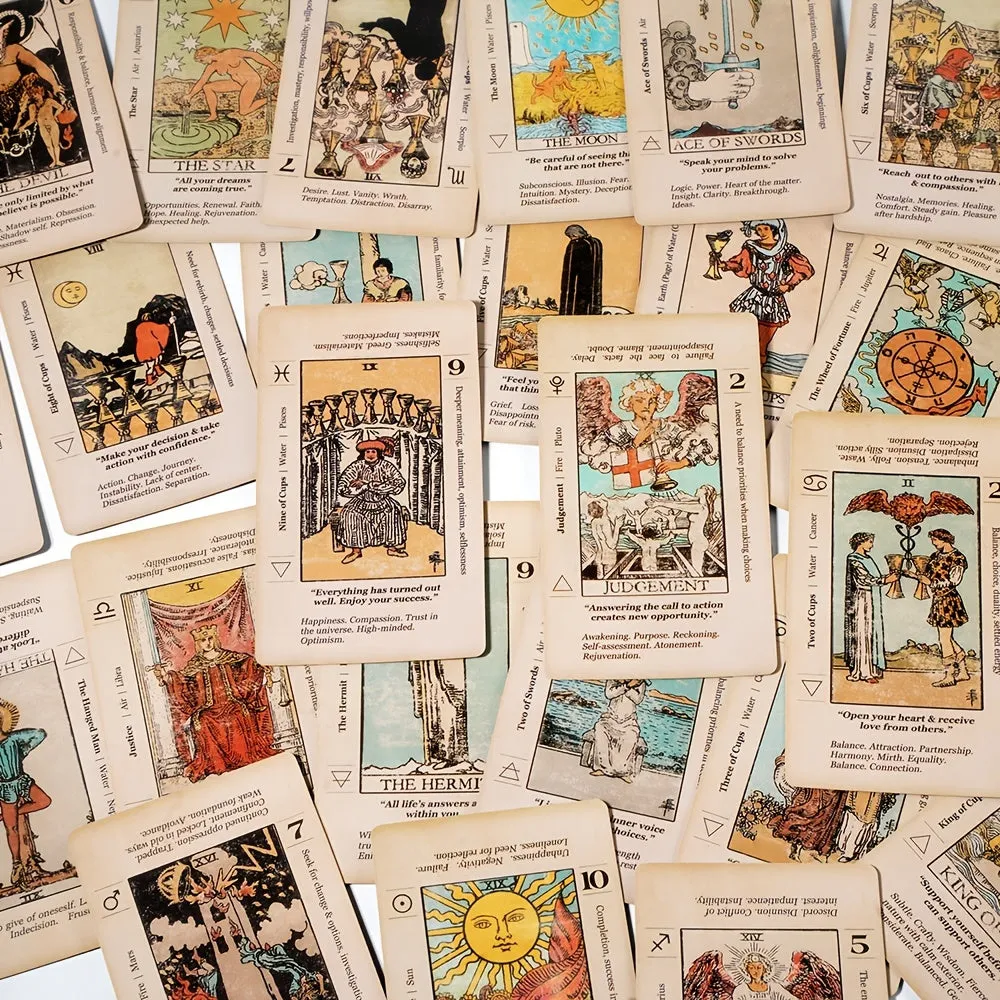 Antique Tarot Deck 78 Cards for Beginner Divination Gaming