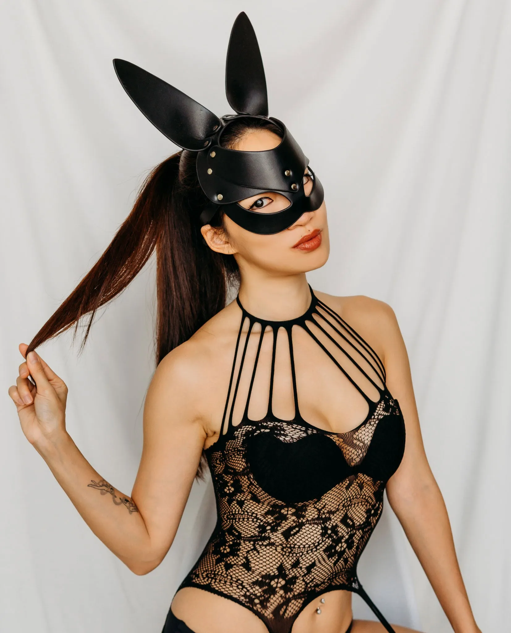 Arianna Bunny Leather Mask