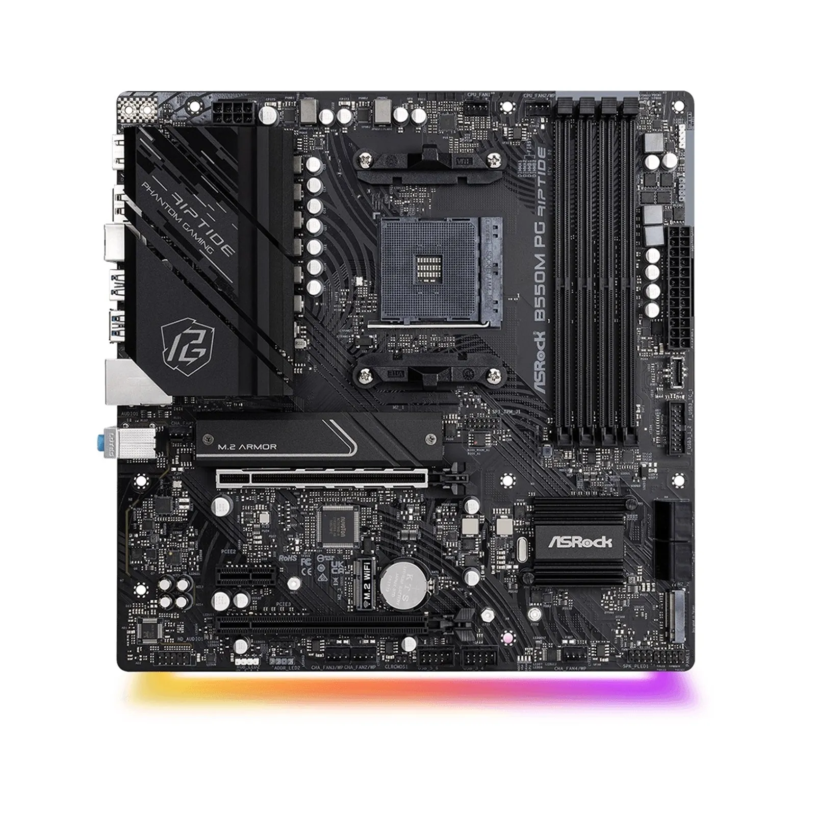 Asrock B550M PHANTOM GAMING RIPTIDE, AMD B550, AM4, Micro ATX, 4 DDR4, HDMI, DP,  XFire, 2.5GB LAN, RGB, 2x M.2