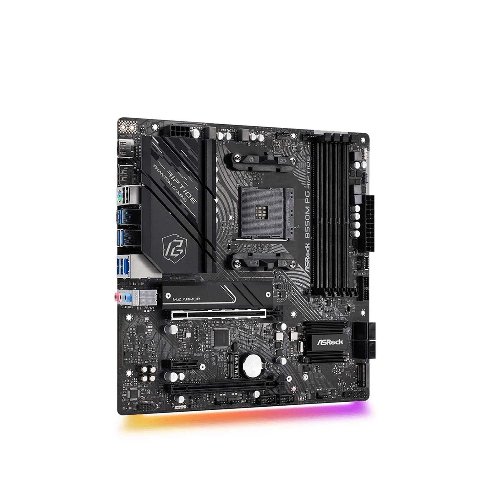 Asrock B550M PHANTOM GAMING RIPTIDE, AMD B550, AM4, Micro ATX, 4 DDR4, HDMI, DP,  XFire, 2.5GB LAN, RGB, 2x M.2