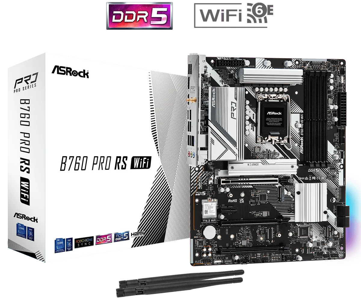 ASRock B760 PRO RS WIFI DDR5 ATX LGA1700 Motherboard