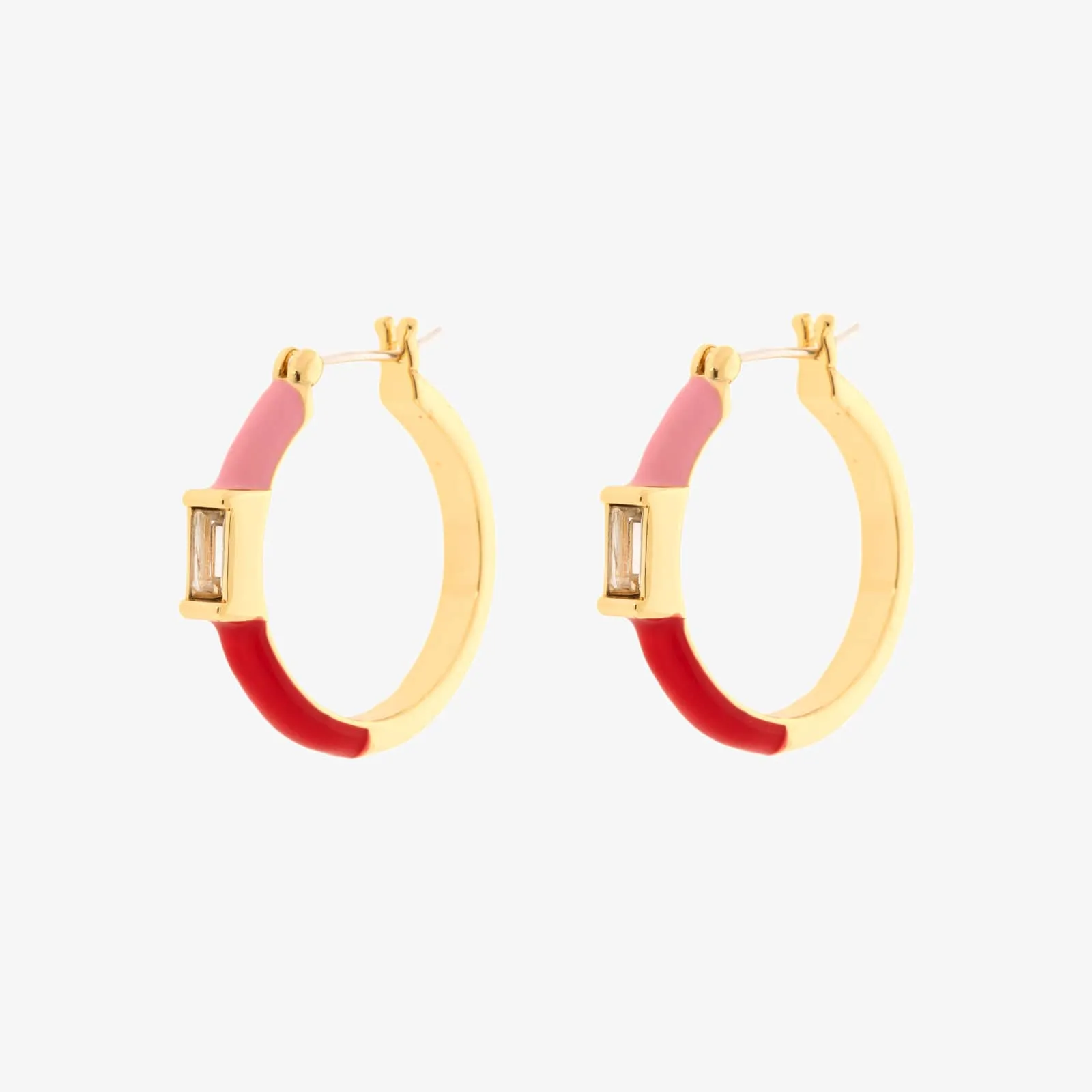 Baguette Enamel Hoop Earrings