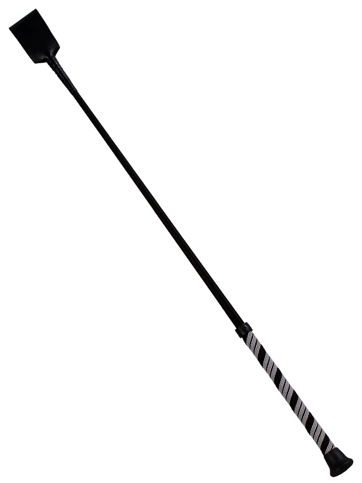 Black & White Leather Riding Crop