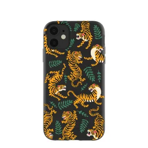 Black Playful Tigers iPhone 11 Case