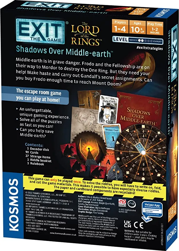 Board game Thames & Kosmos Exit: The Lord Of The Rings Shadow Over Middle-earth EXIT: The Lord Of The Rings