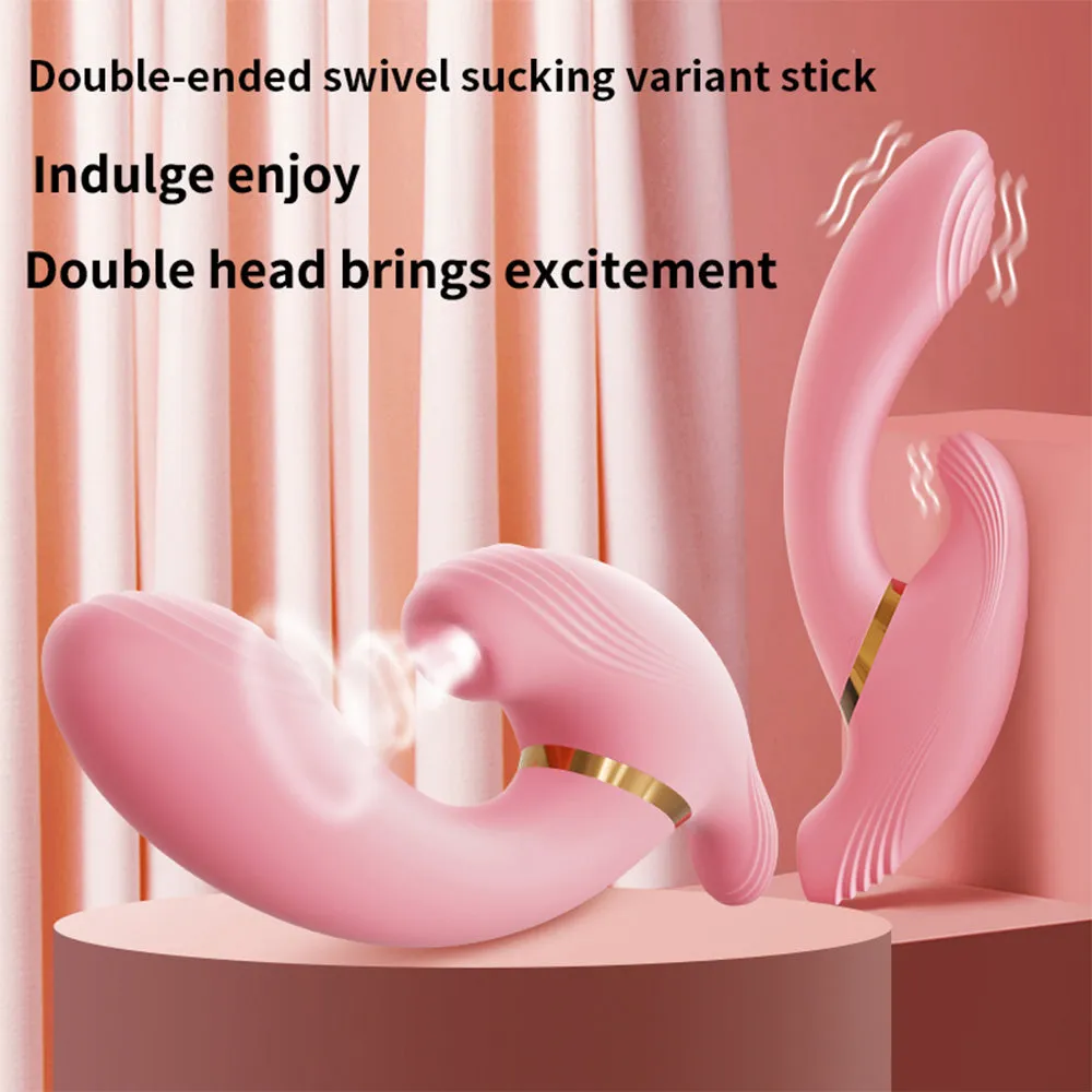 Double Ended Sucking Rotating Vibrator Thrusts For G-Spot Stimulation