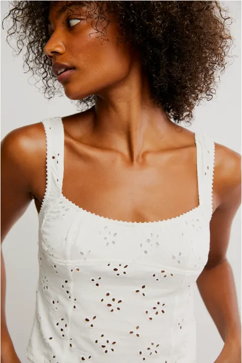 Full Bloom Eyelet Cami Ivory