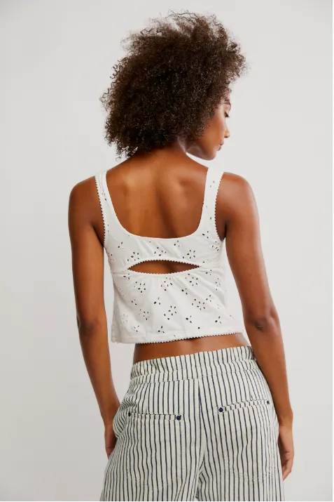 Full Bloom Eyelet Cami Ivory