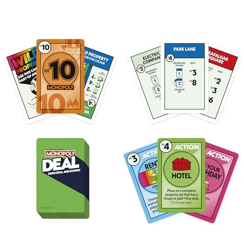 Monopoly Deal Card Game | Quick-Playing Card Game | Fun Games for Families and Kids | Ages 8 and Up | 2 to 5 Players | 15 Mins. | Travel Games