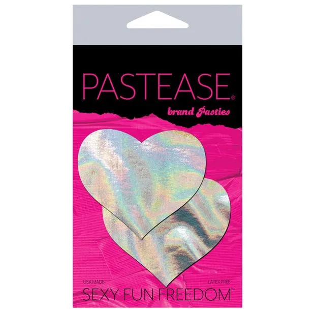 Pastease - Premium Hologram Heart Pasties Nipple Covers O/S (Silver)