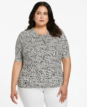 Plus Size Twist Neckline Cut Out Top