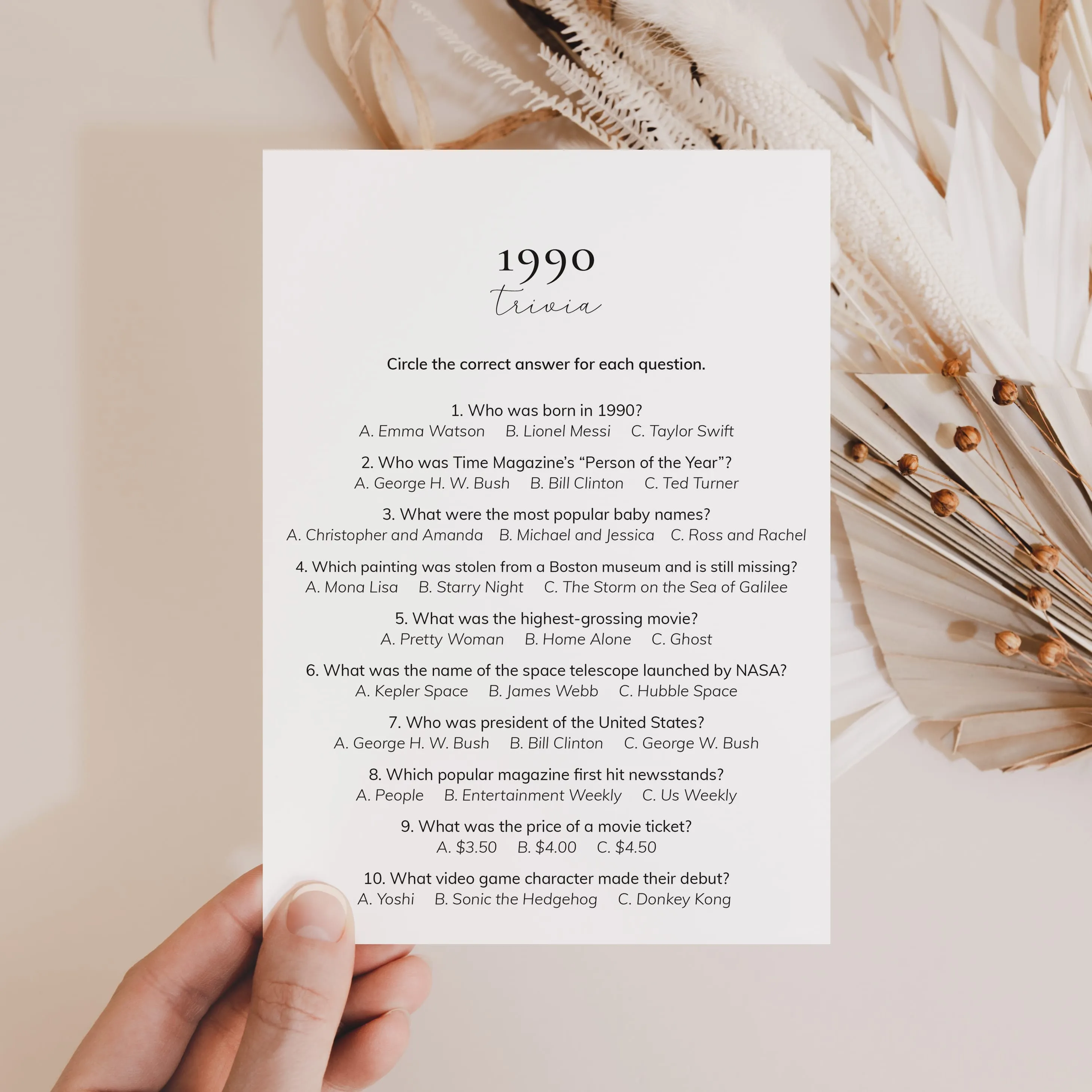 Printable 35th Birthday Games for Her Born in 1990