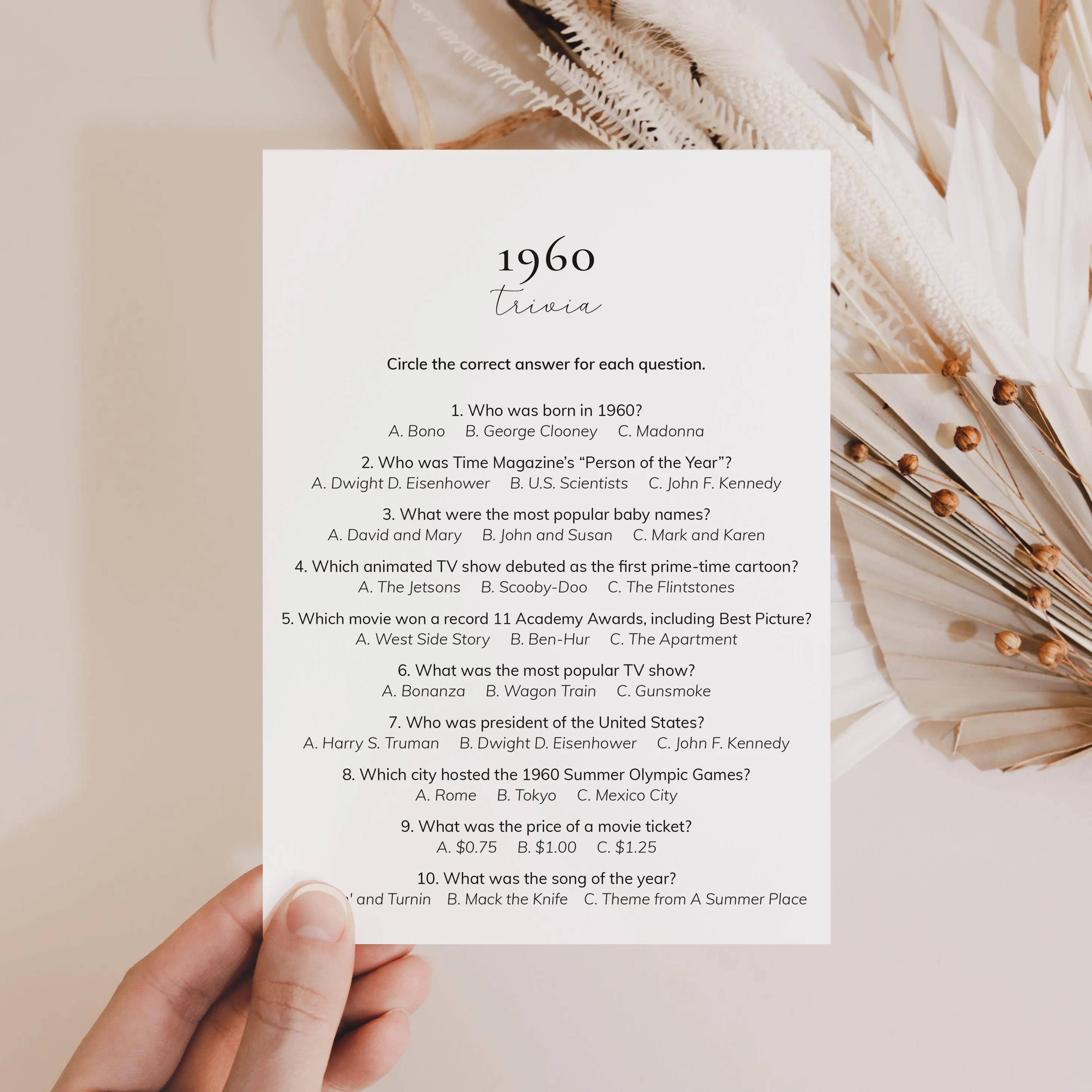 Printable 65th Birthday Games for Her Born in 1960