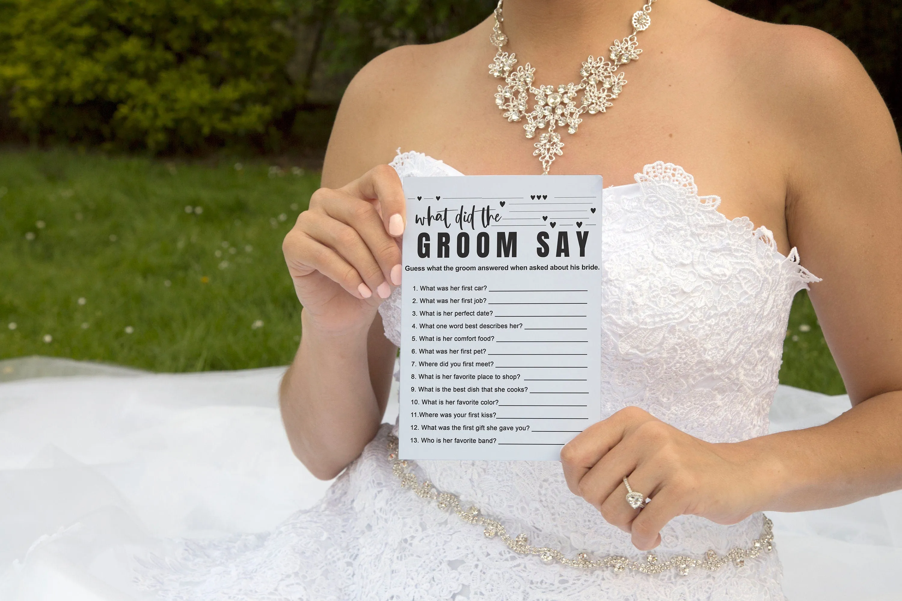 Printable Bridal Shower Game - Modern Blue 'What Did the Groom Say' - Instant PDF Download