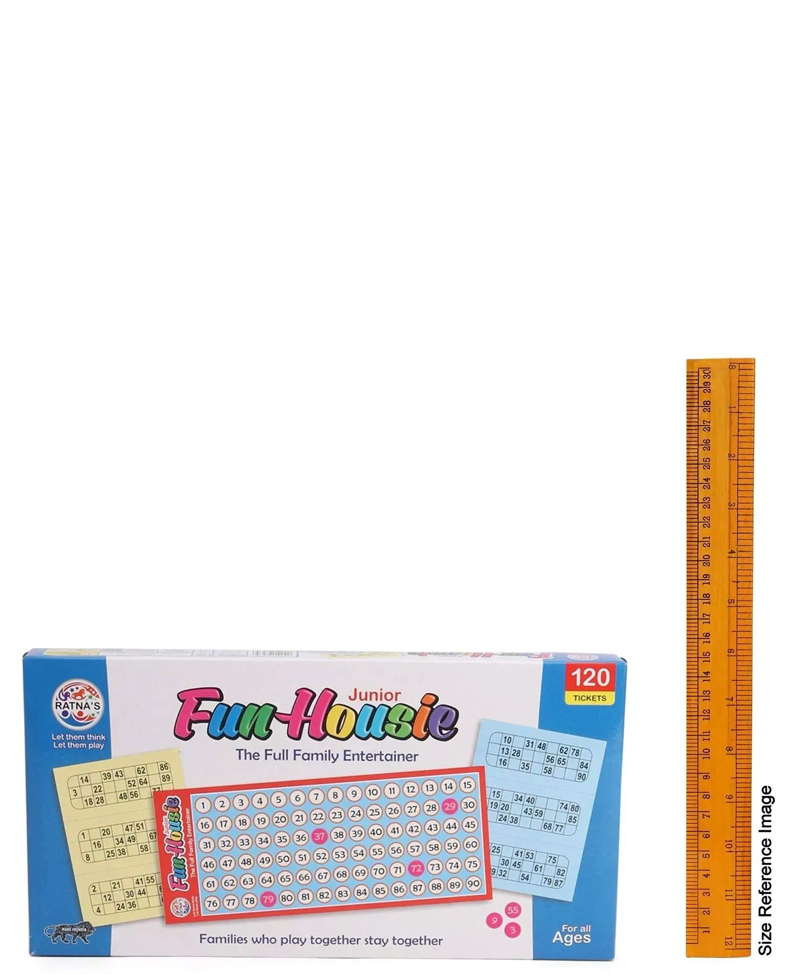 Ratna's Plastic Family Game Fun Housie Small with 120 Tickets Board Game, Multicolour, Fixing Checking Board, 90 Coins, and Tickets