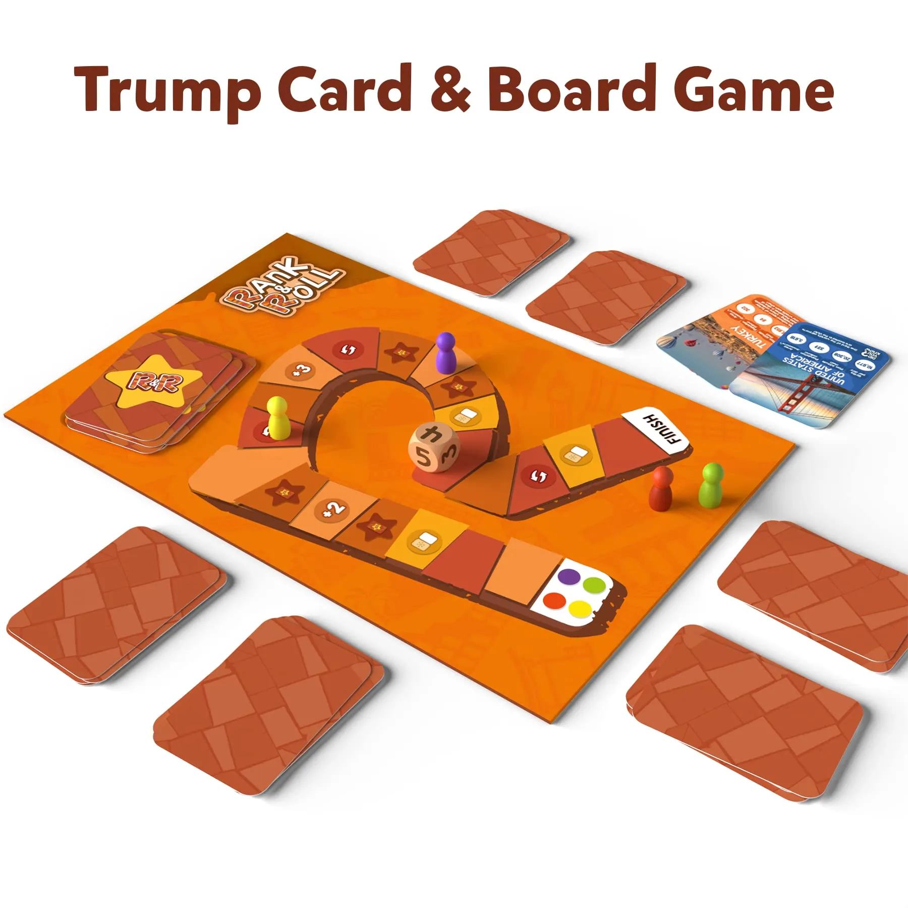 Skillmatics Trump Card & Board Game - Rank & Roll Countries of The World, Memory Strategy Game, Games for Kids, Teens & Adults