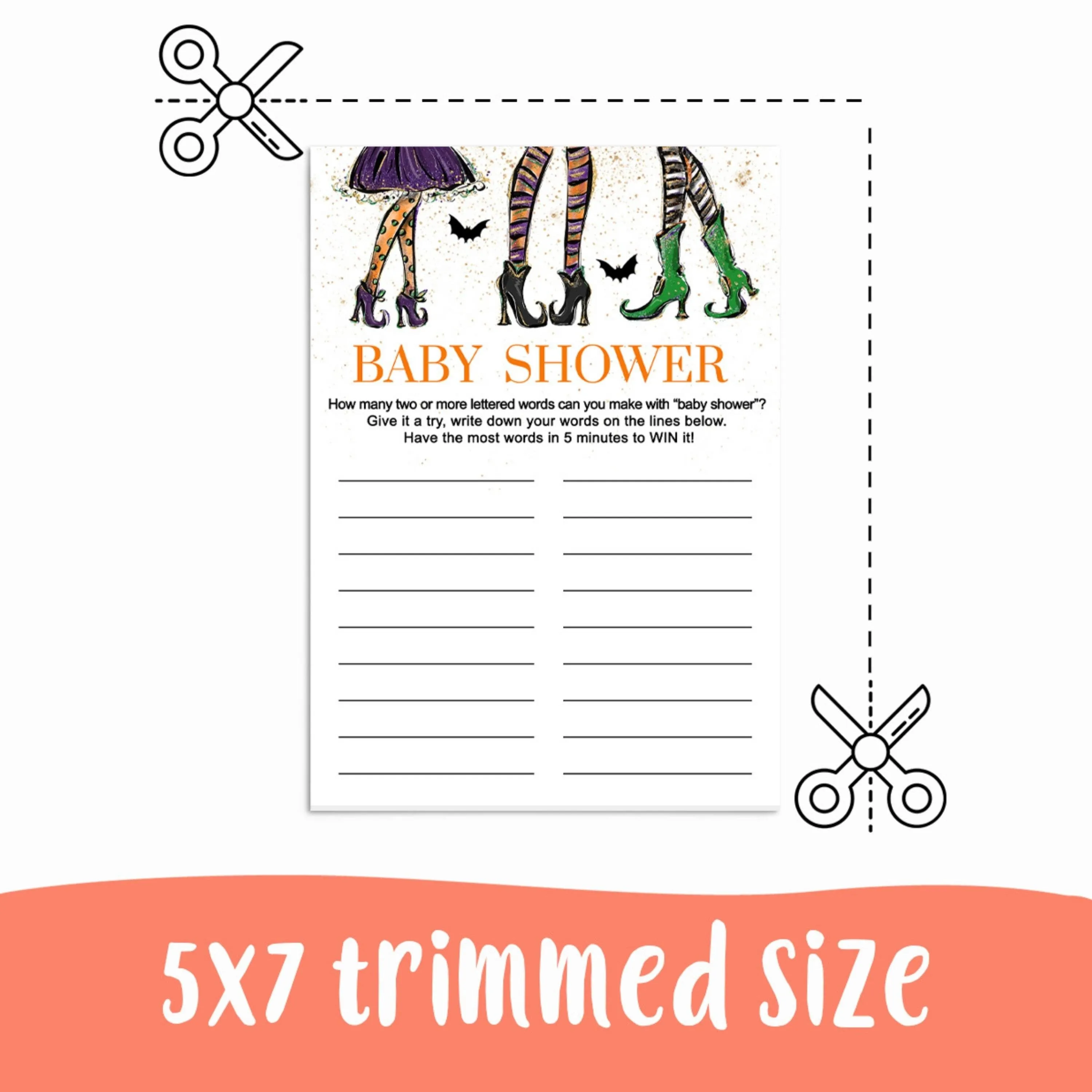 Unique Witch-Themed Baby Shower Game - Interactive Word Challenge - Easy-to-Print PDF